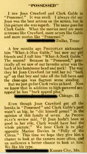 Photoplay Letters to the Editor